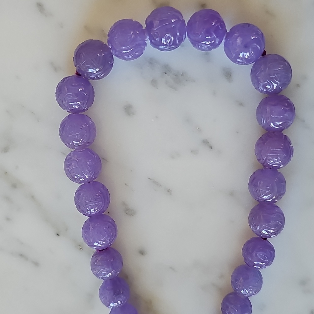 🪻HP🪻Lavender Jade Hand-Knotted Necklace 925 Chain - Picture 8 of 14